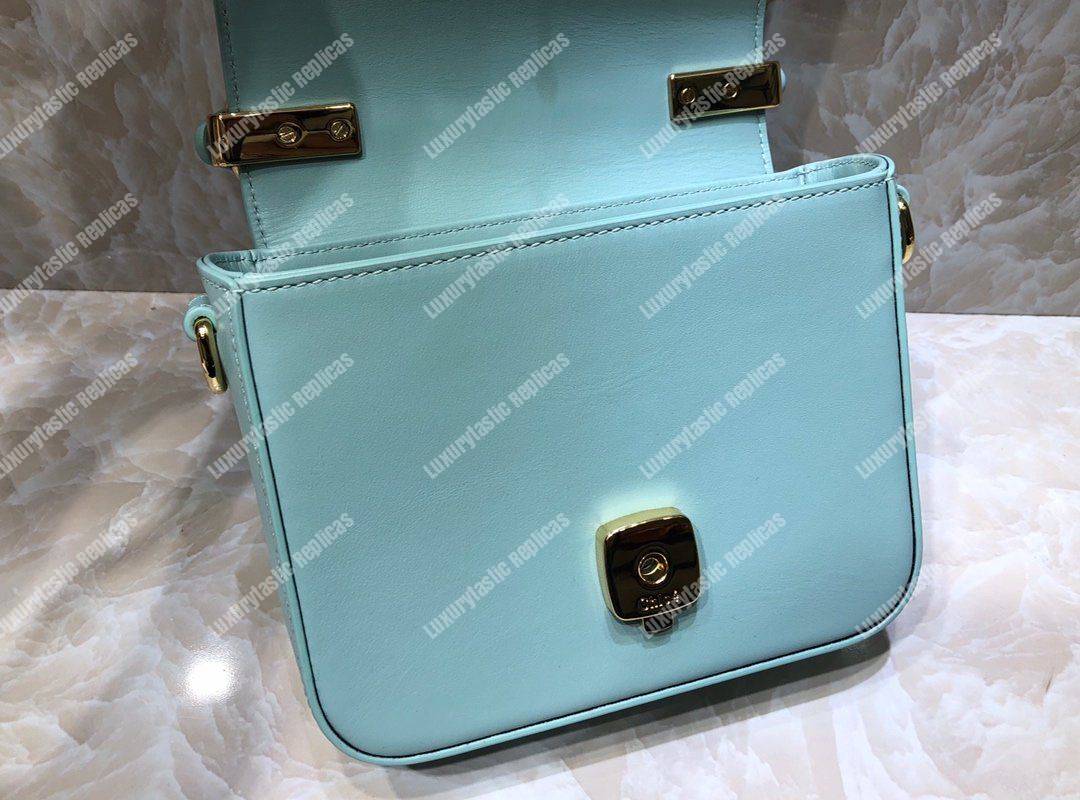 Chloe Mini Chloe C Bag In Shiny And Suede Calfskin Sky Blue