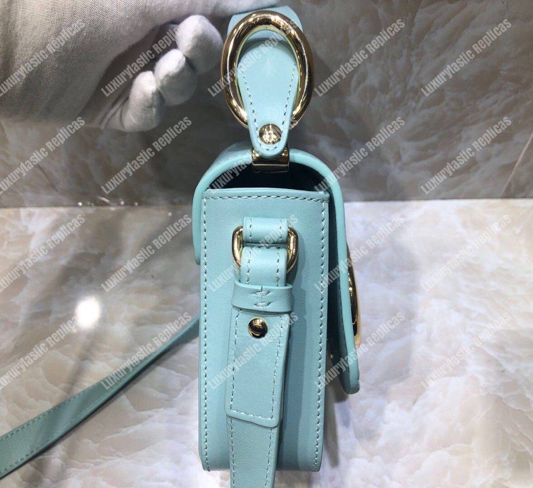 Chloe Mini Chloe C Bag In Shiny And Suede Calfskin Sky Blue