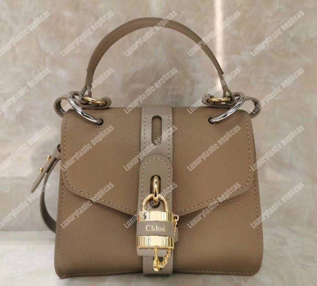 Chloe Small Aby Day Shoulder Bag In Grained And Shiny Calfskin Grey