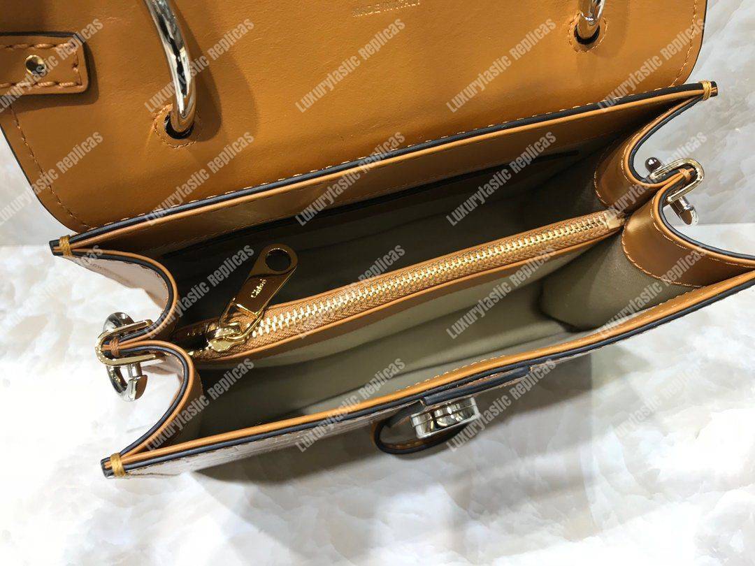Chloe Small Aby Day Shoulder Bag In Embossed Croco Effect On Calfskin Orange