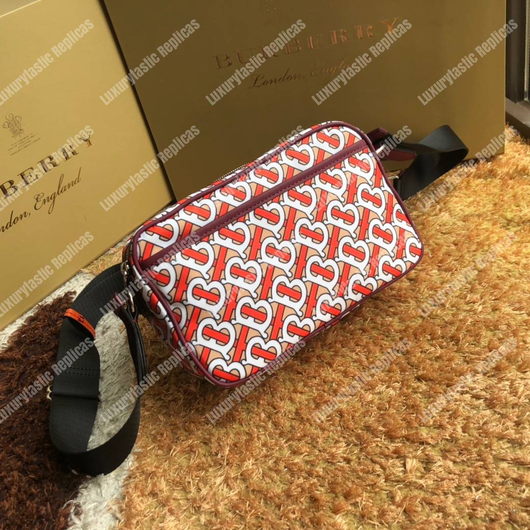 B**rry monogram print and leather crossbody bag vermilion