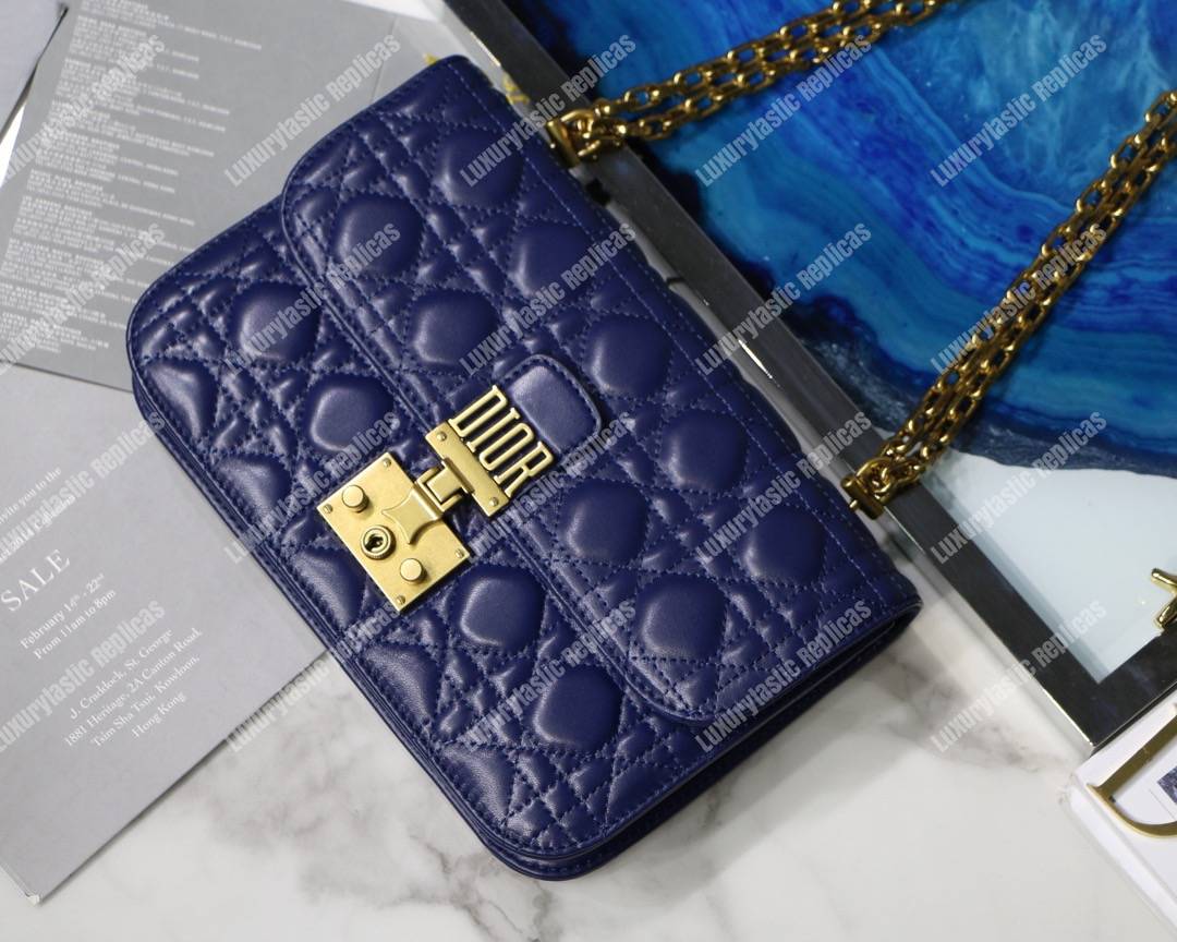 D*or lambskin D*oraddict flap bag blue