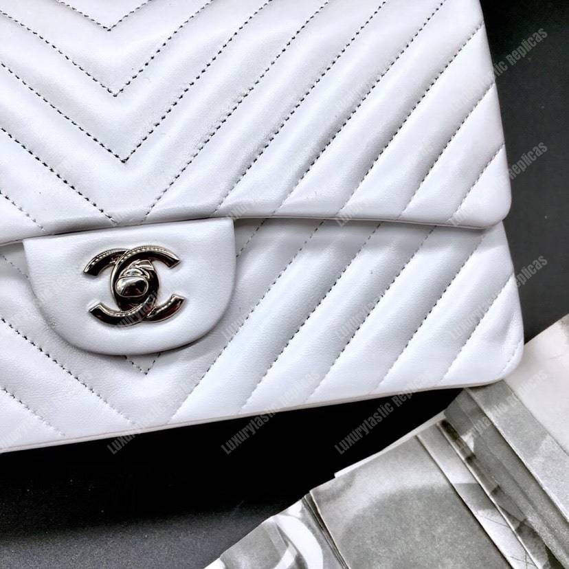 Ch*el classic medium handbag white