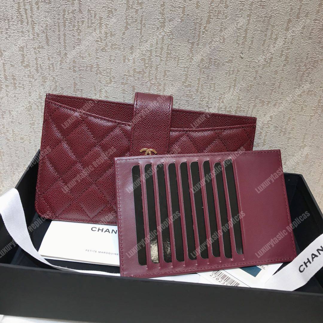 Ch*el classic pouch caviar leather burgundy