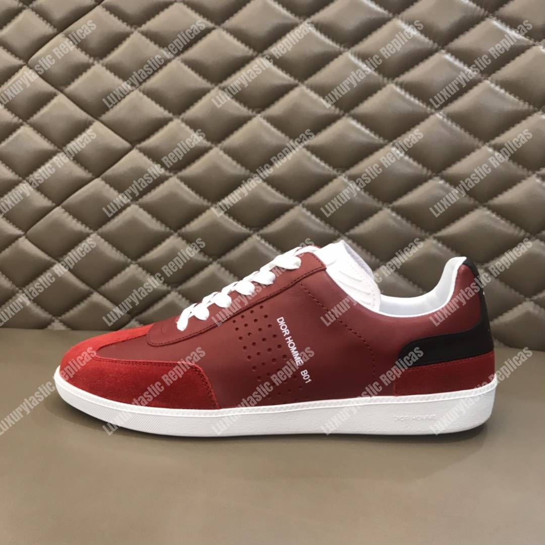 D*or “b01” sneaker red suede calfskin & red smooth calfskin