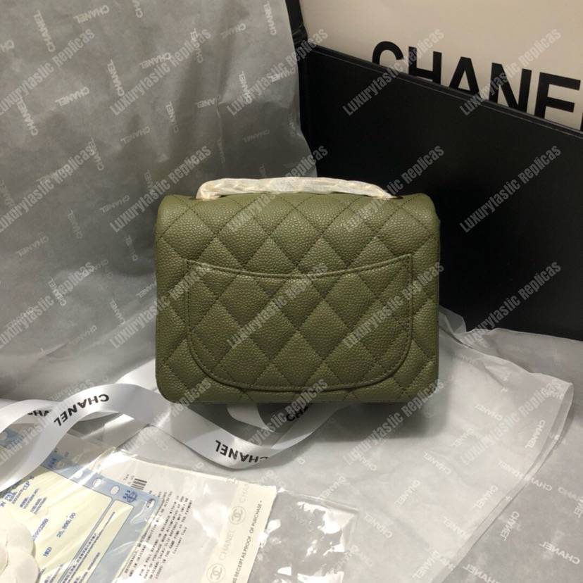 Ch*el mini flap bag green
