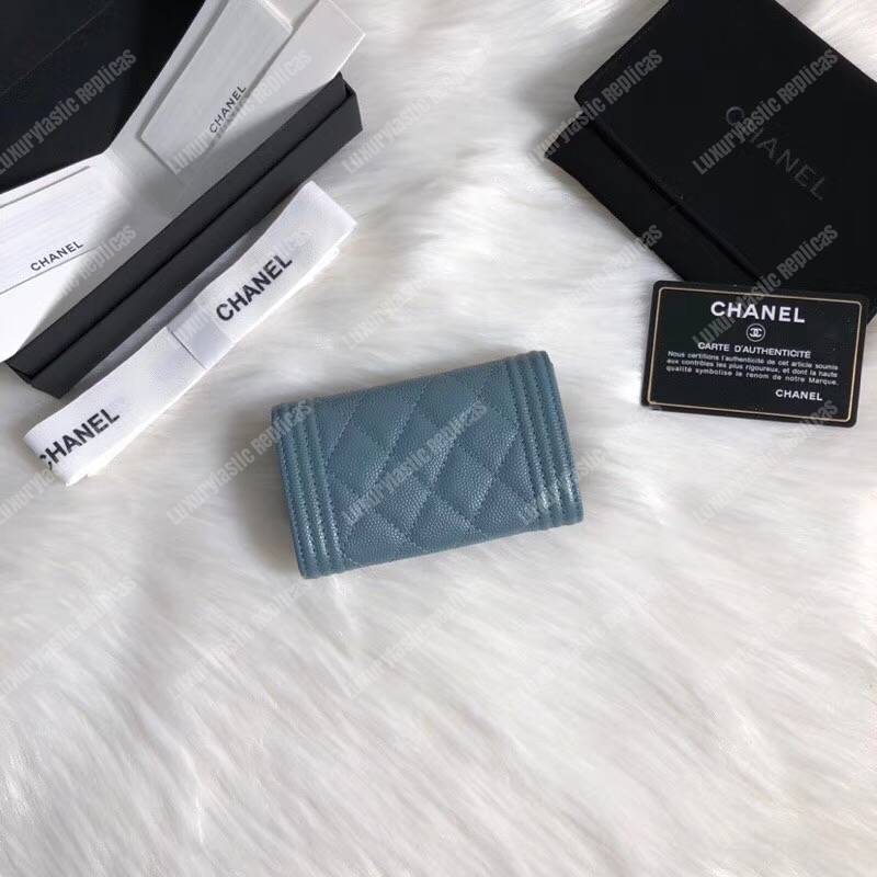 Ch*el boy small flap wallet blue
