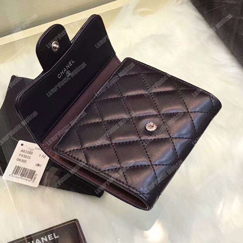 Ch*el classic small flap wallet black