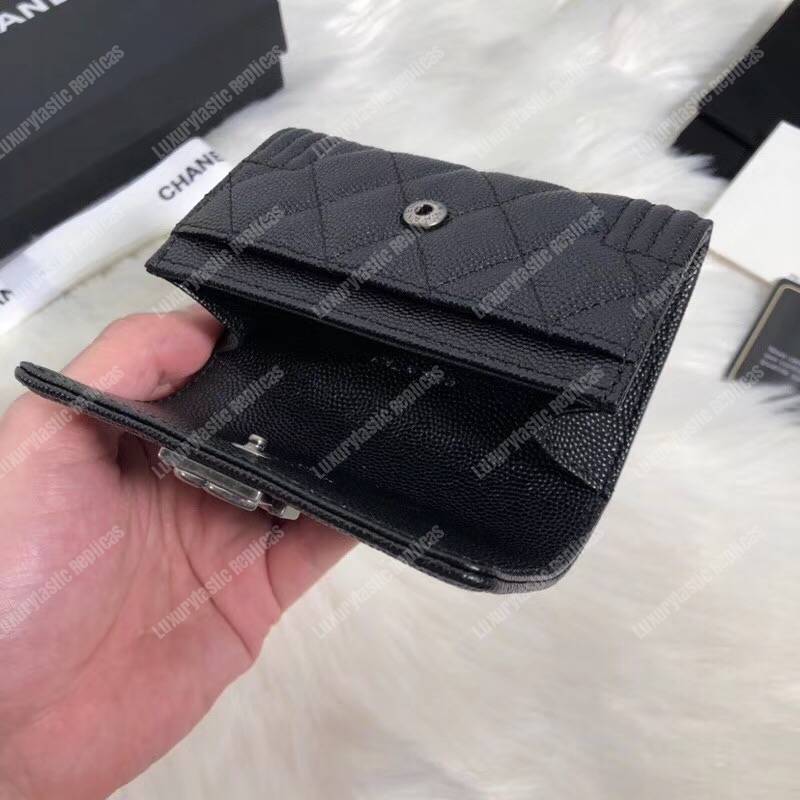 Ch*el boy small flap wallet black