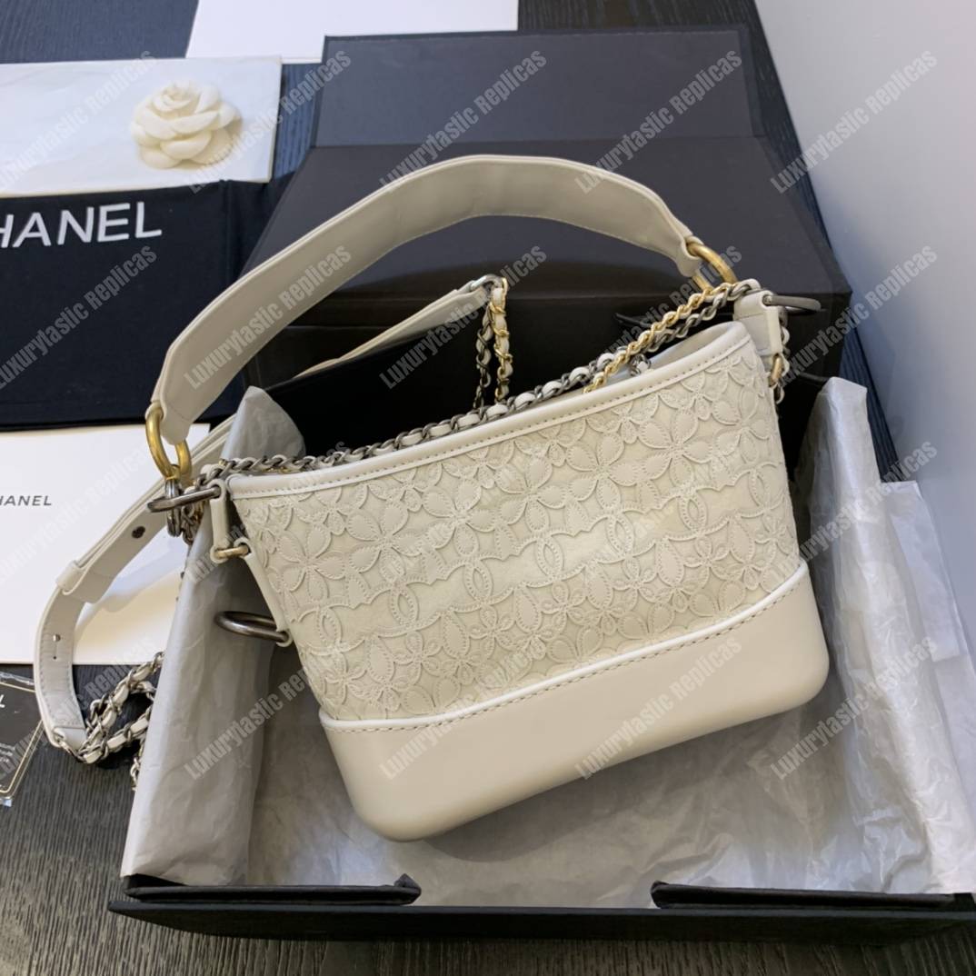 Ch*el gabrielle small hobo bag white