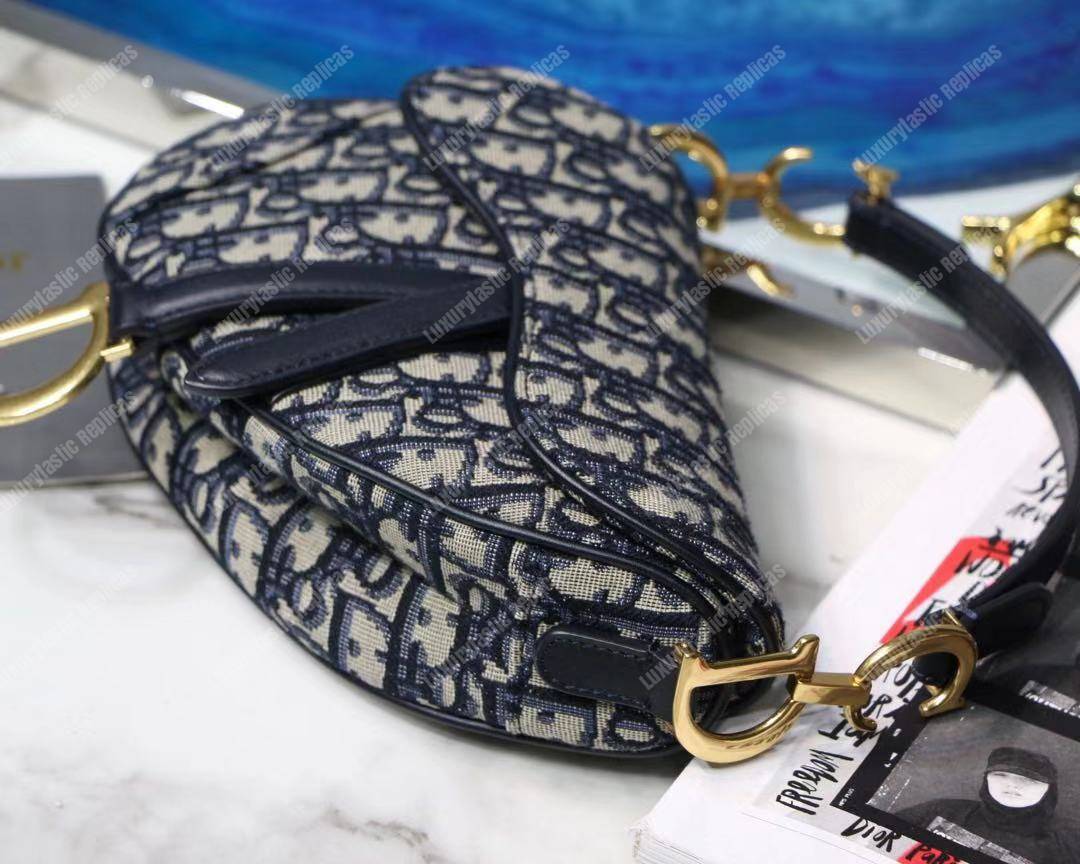 mini D*or blue oblique saddle bag