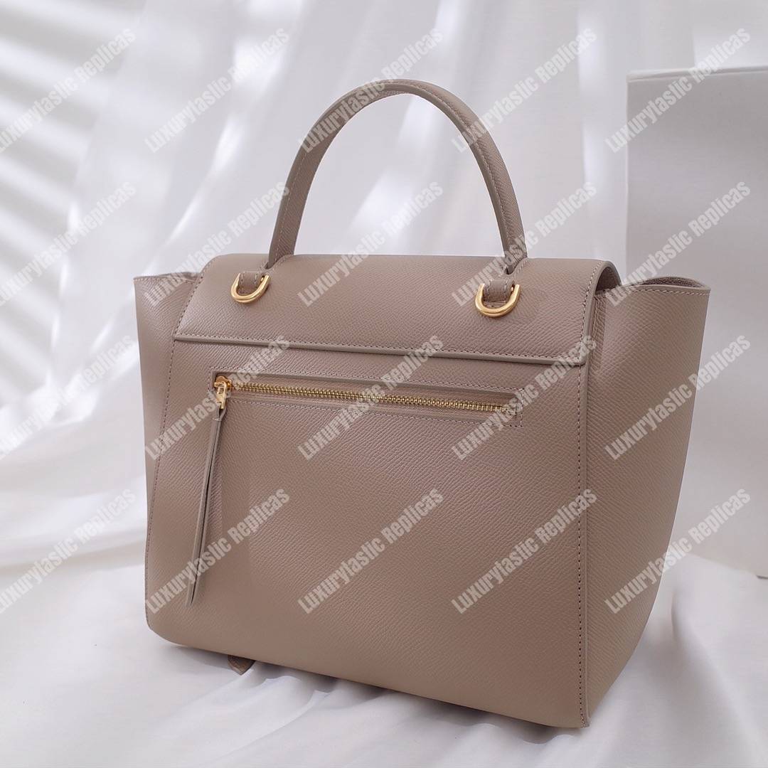 Ce**e micro belt bag in grained calfskin light taupe