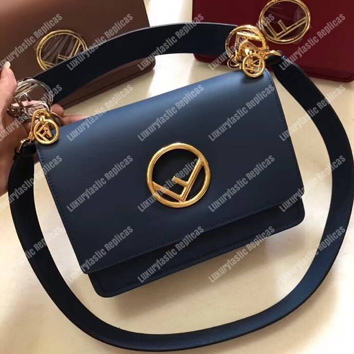 F**di kan i f blue leather bag