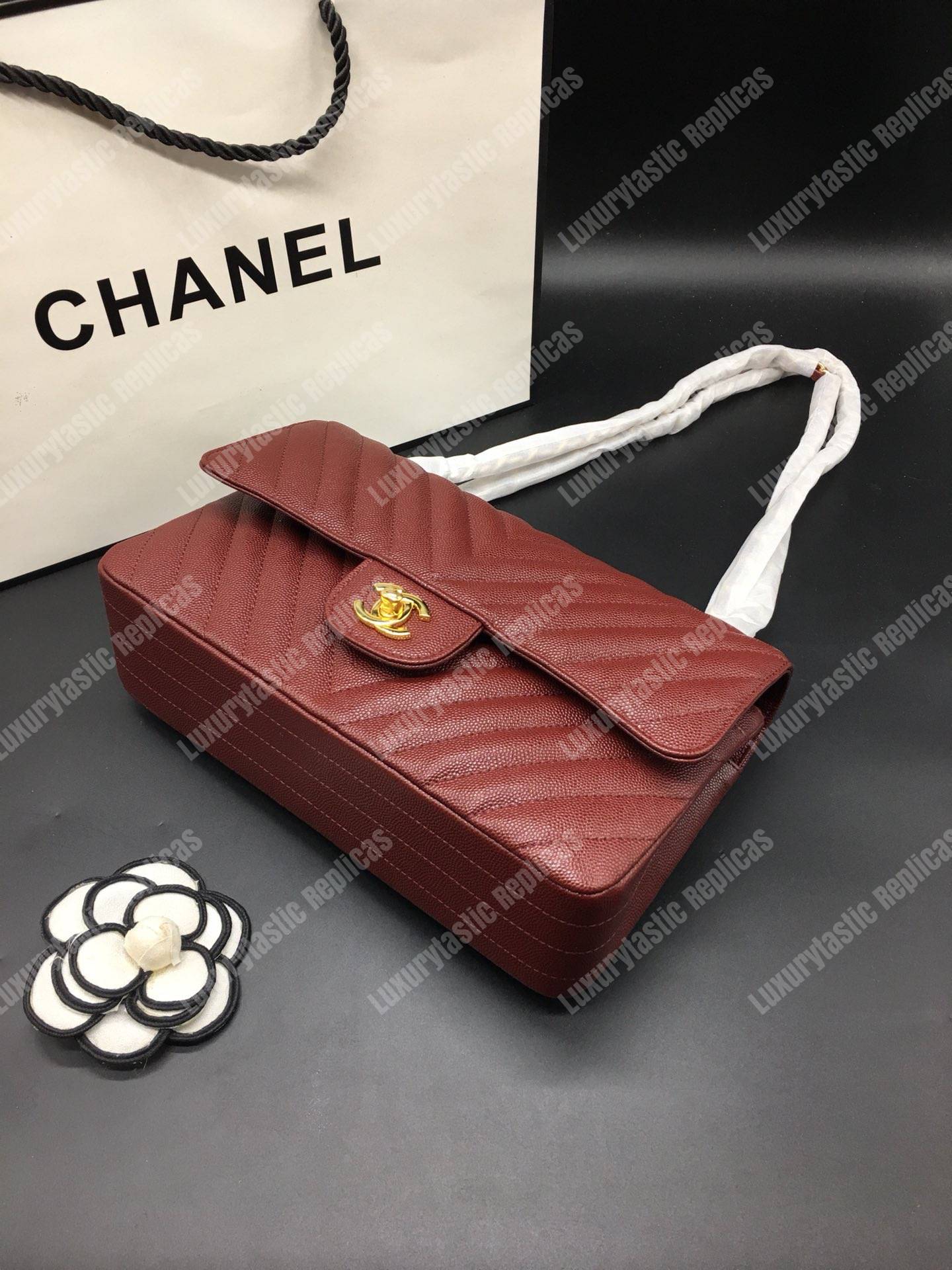 Ch*el classic medium handbag burgundy