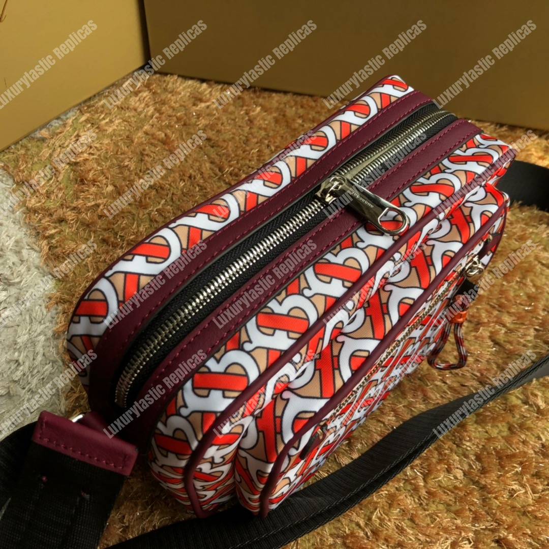 B**rry monogram print and leather crossbody bag vermilion