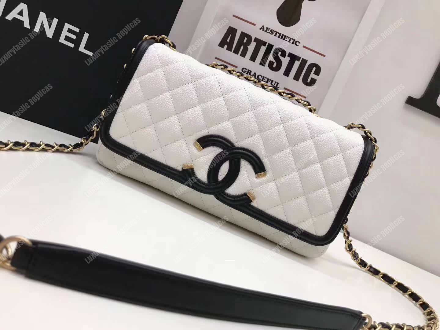 Ch*el flap bag white