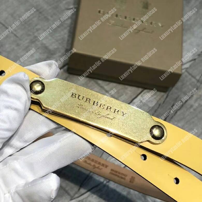 B**rry brass plaque buckle embossed bridle leather belt yellow