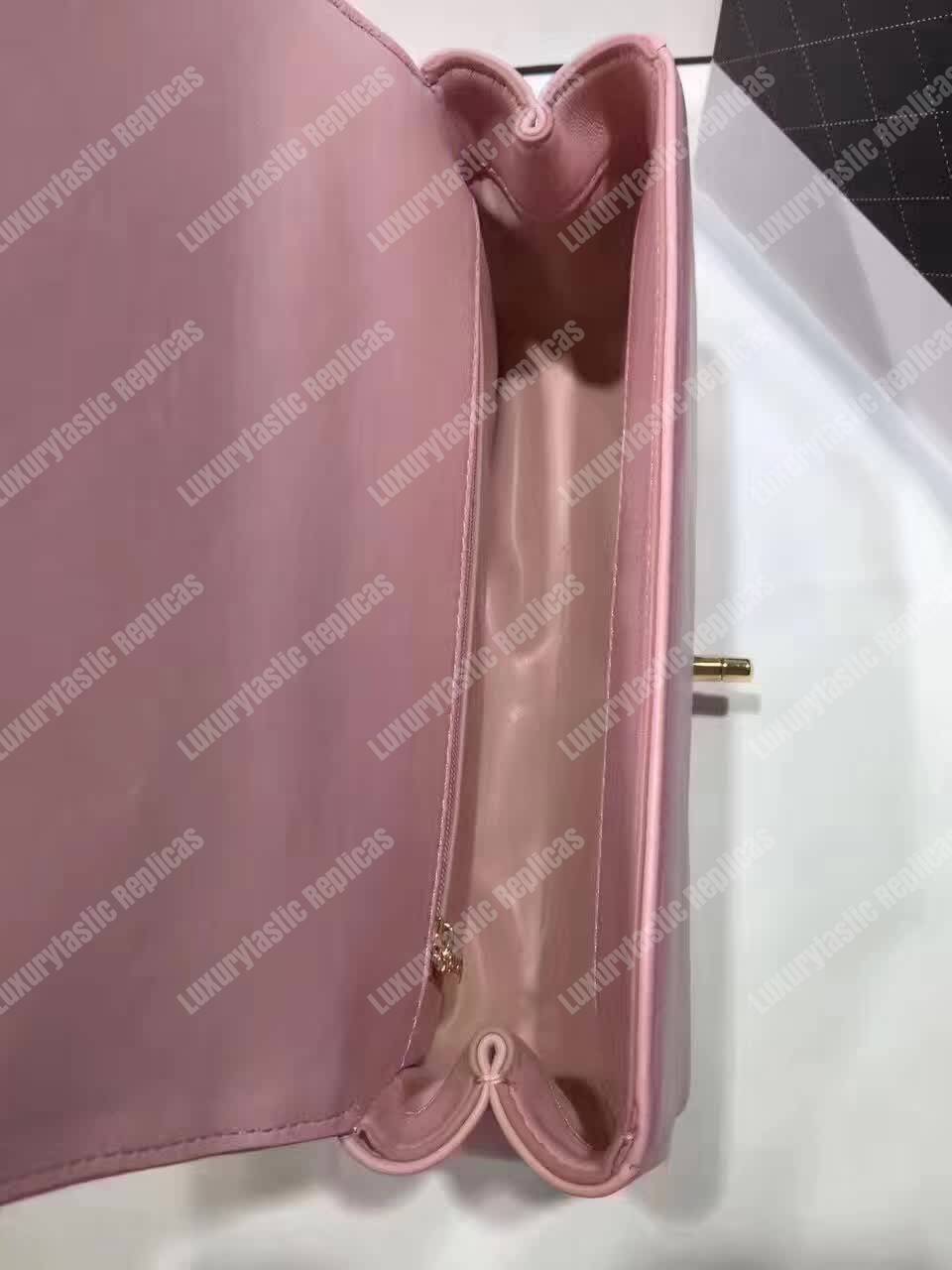 Ch*el medium flap bag with top handle pink