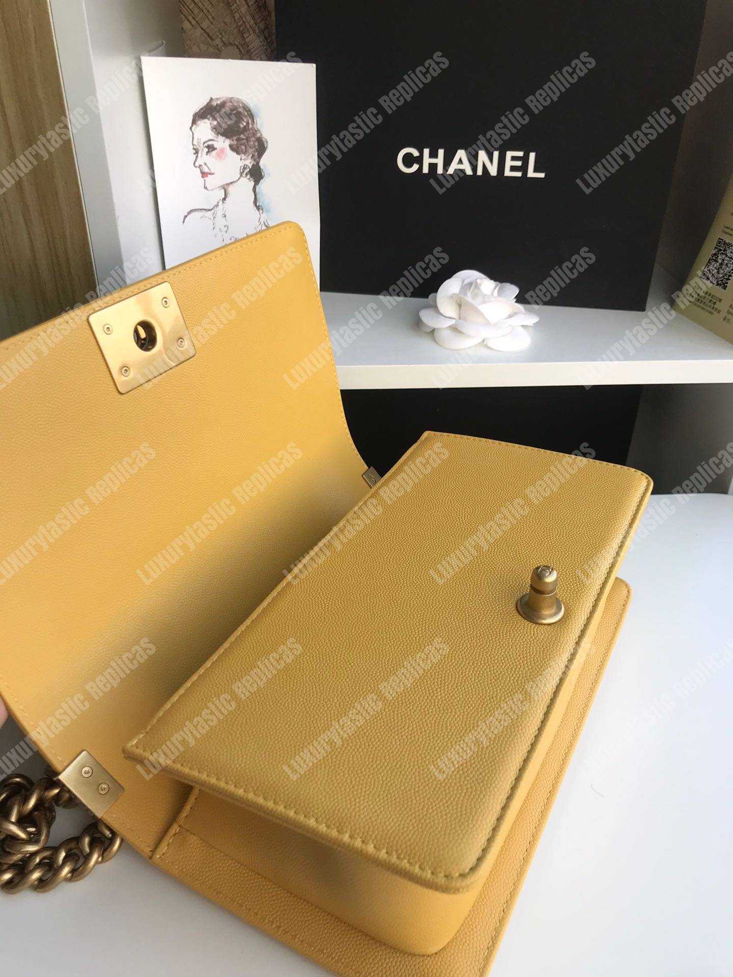 Ch*el boy medium handbag yellow