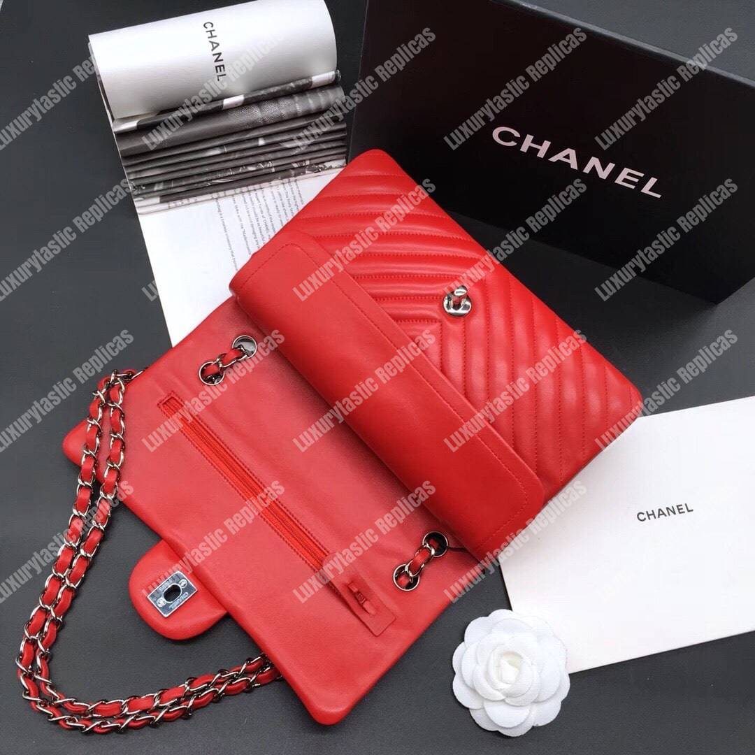 Ch*el classic medium handbag red