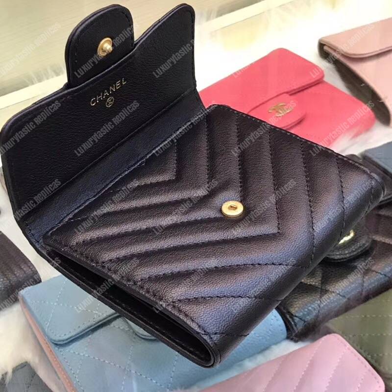 Ch*el classic small flap wallet black