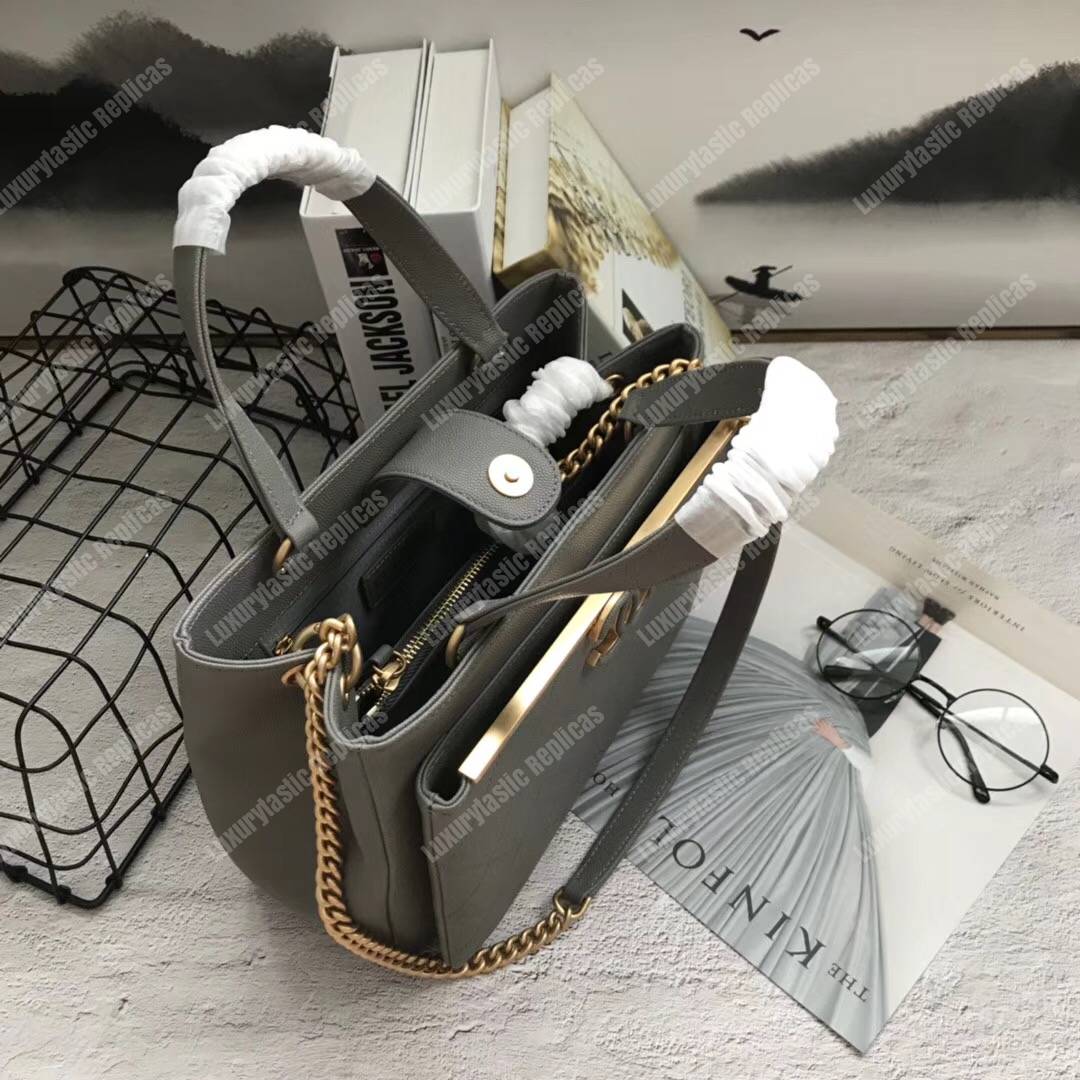 Ch*el large shopping bag grey