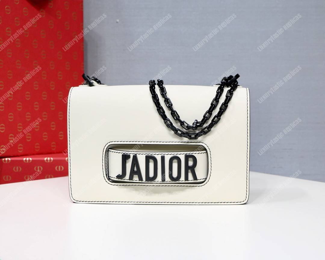 j’aD*or off-white matte calfskin ultra black flap bag