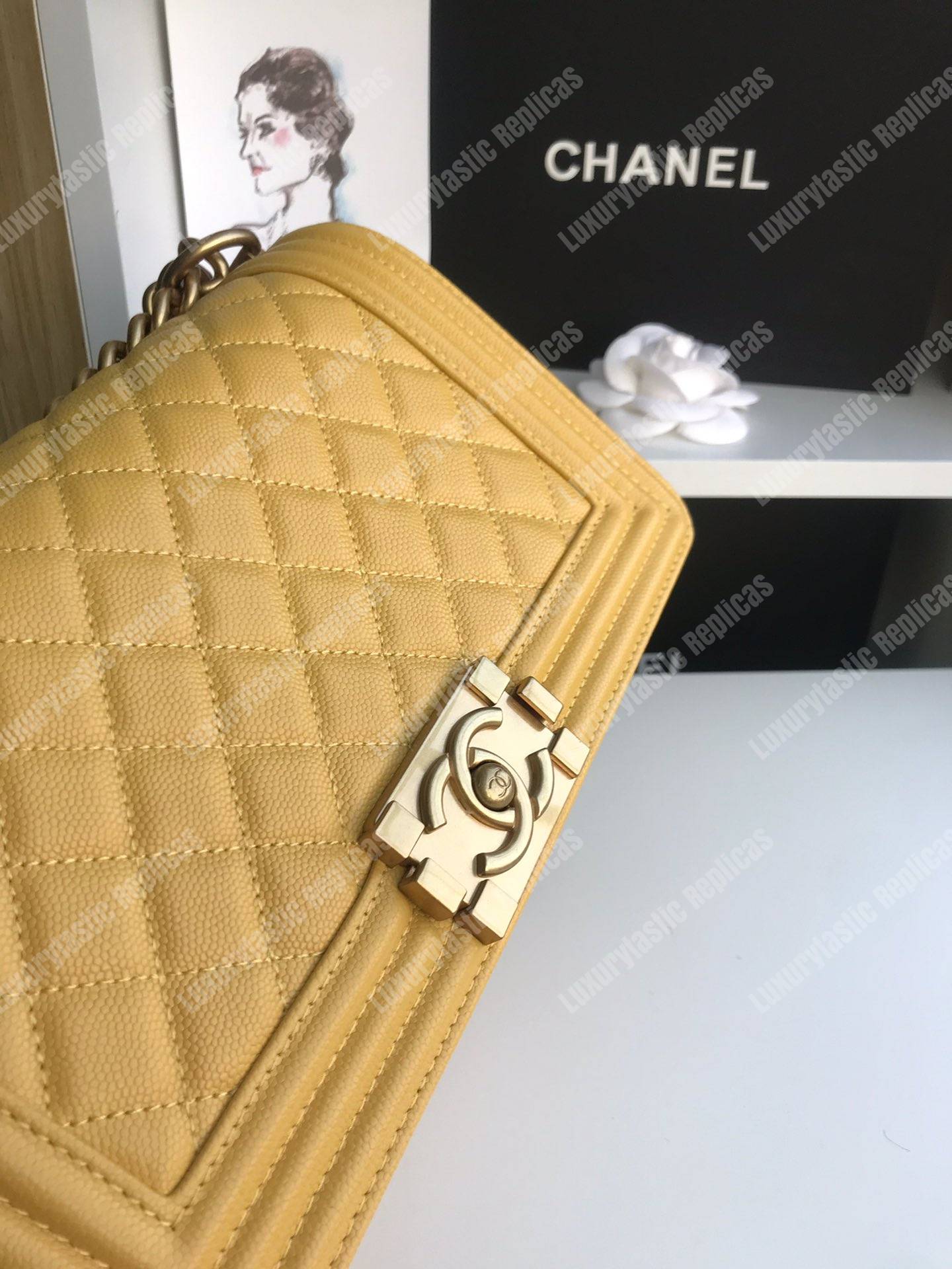 Ch*el boy medium handbag yellow