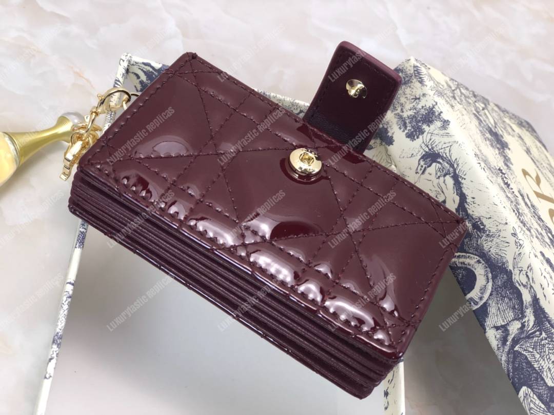 lady D*or calfskin card holder burgundy