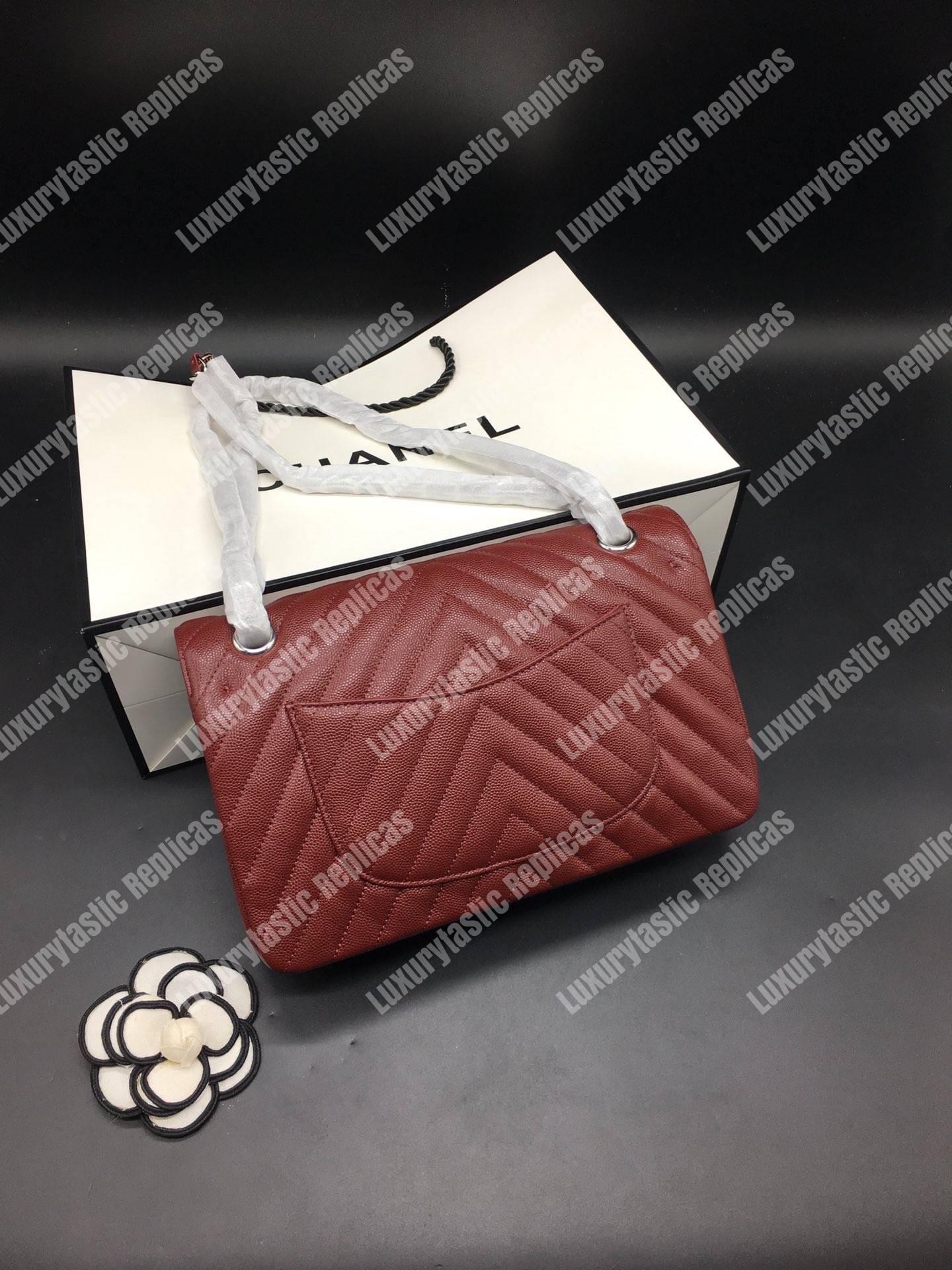 Ch*el classic medium handbag burgundy