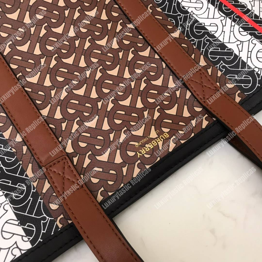 B**rry small monogram stripe e-canvas tote bag brown