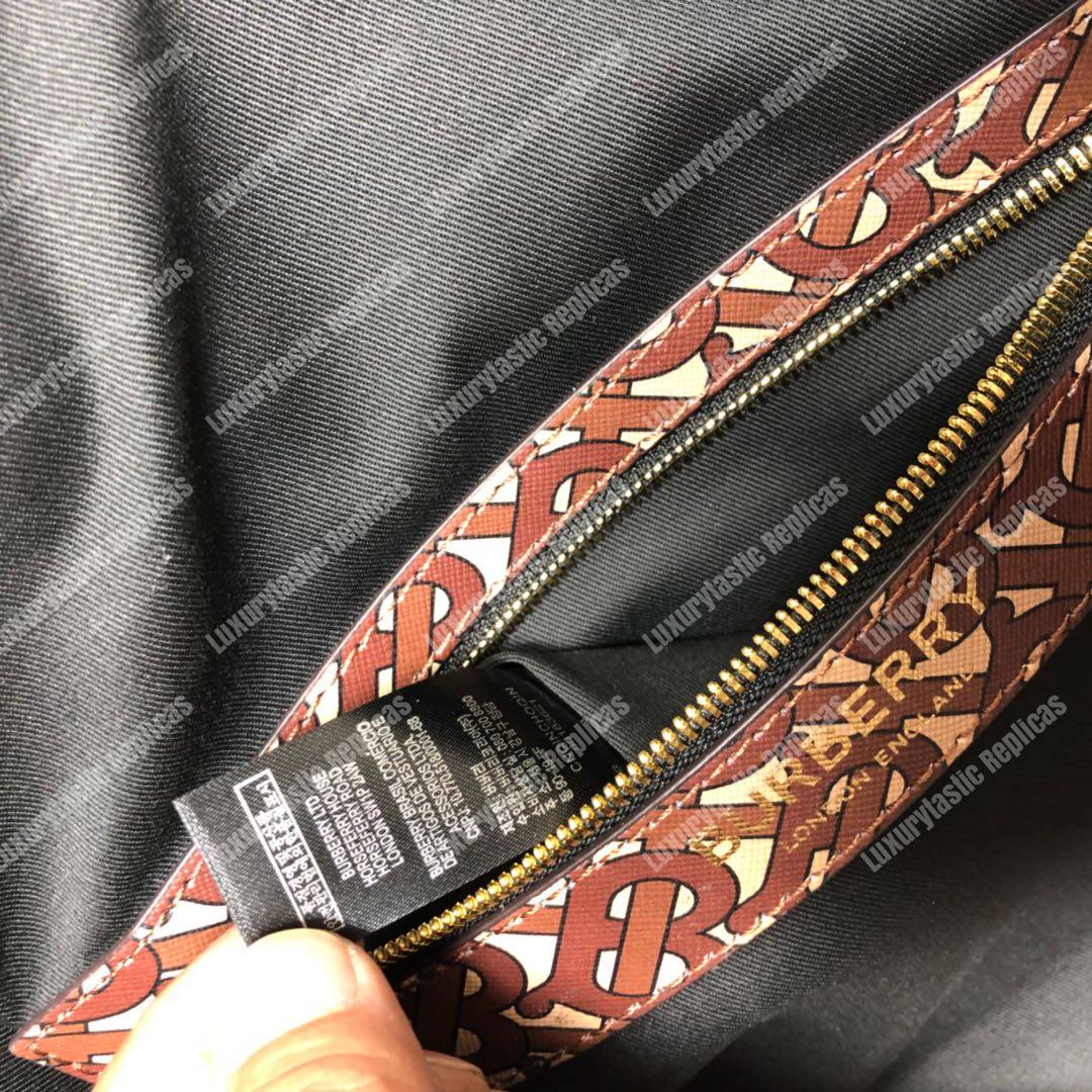 B**rry medium monogram stripe e-canvas barrel bag bridle brown
