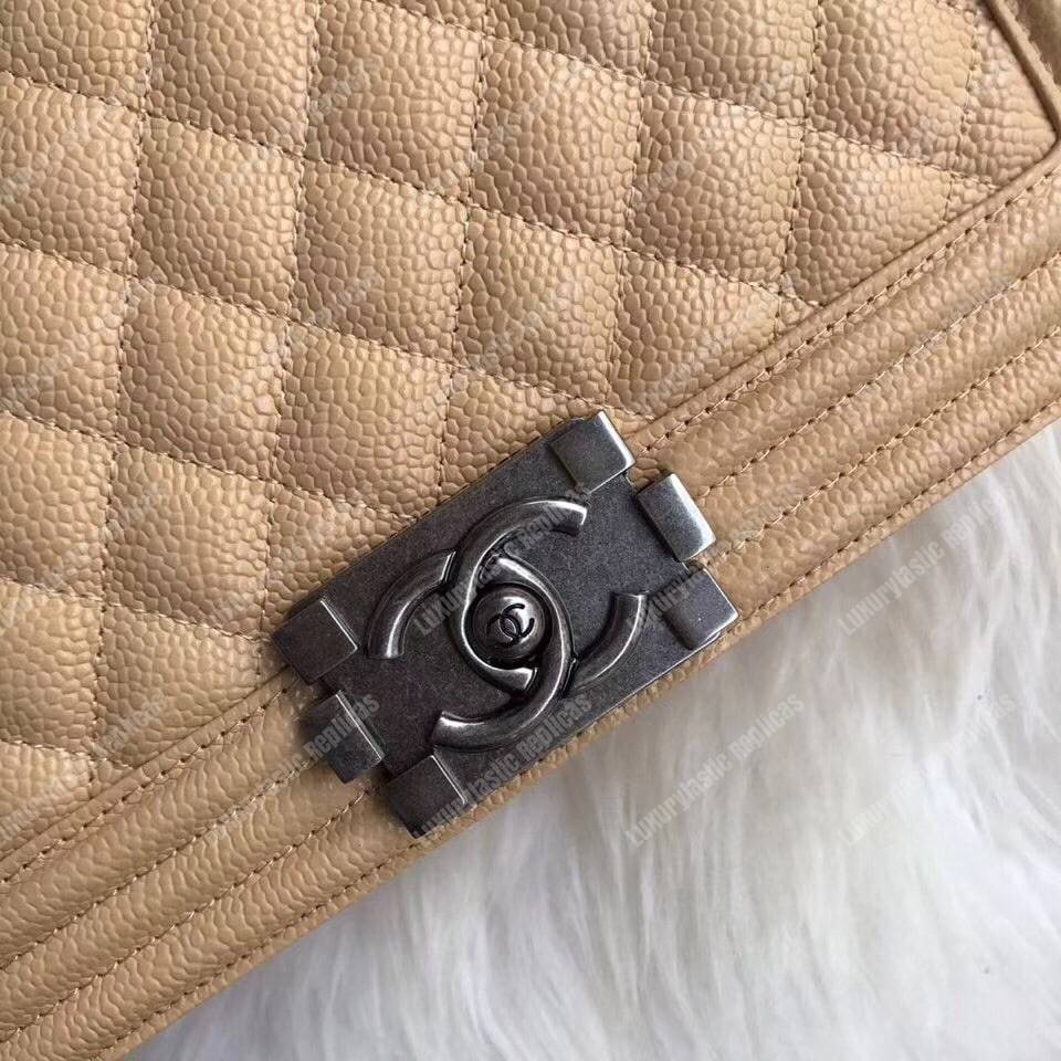 Ch*el boy medium handbag beige