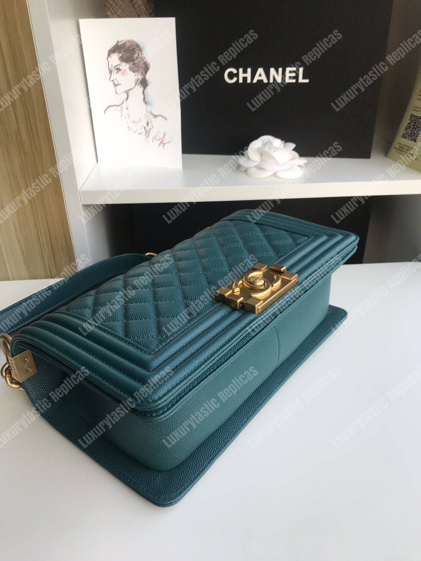 Ch*el boy medium handbag vert