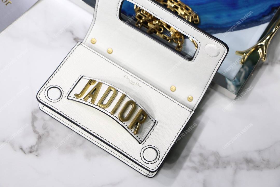 mini j’aD*or calfskin flap bag off-white