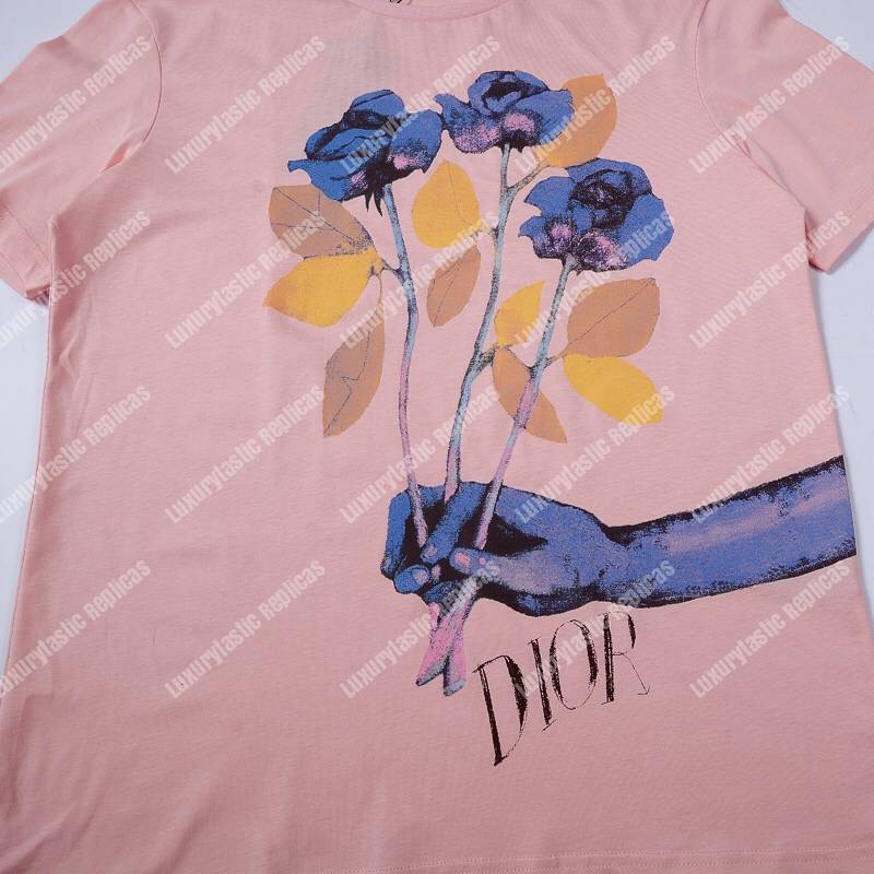 D*or alex foxton rose logo pink cotton t-shirt