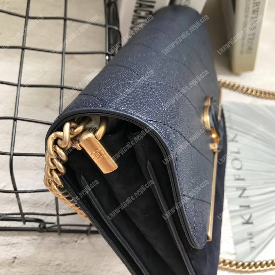 Ch*el classic flap bag navy blue