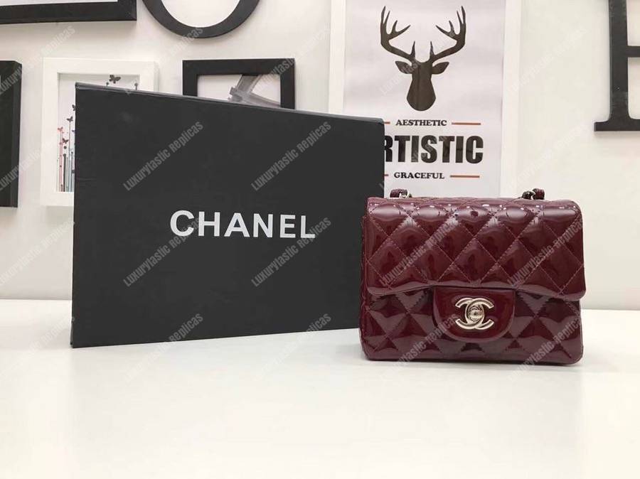Ch*el mini flap bag burgundy