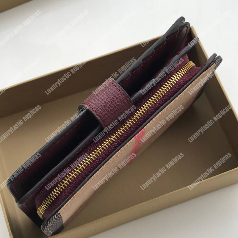 B**rry house check and leather wallet dark brown