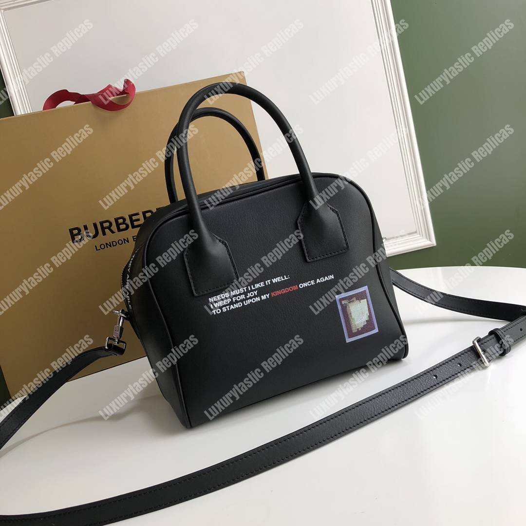 B**rry small montage print leather cube bag black