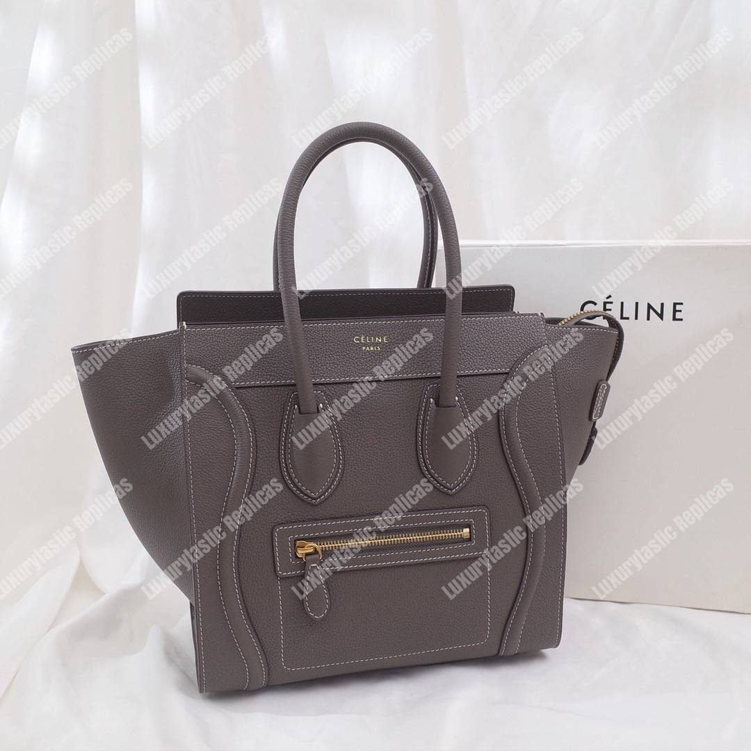 Micro Luggage Handbag In Drummed Calfskin Souris