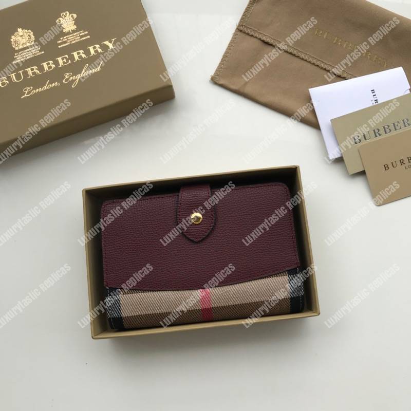 B**rry house check and leather wallet dark brown