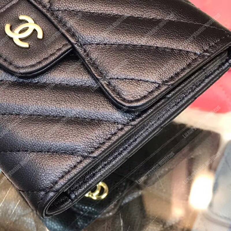 Ch*el classic small flap wallet black