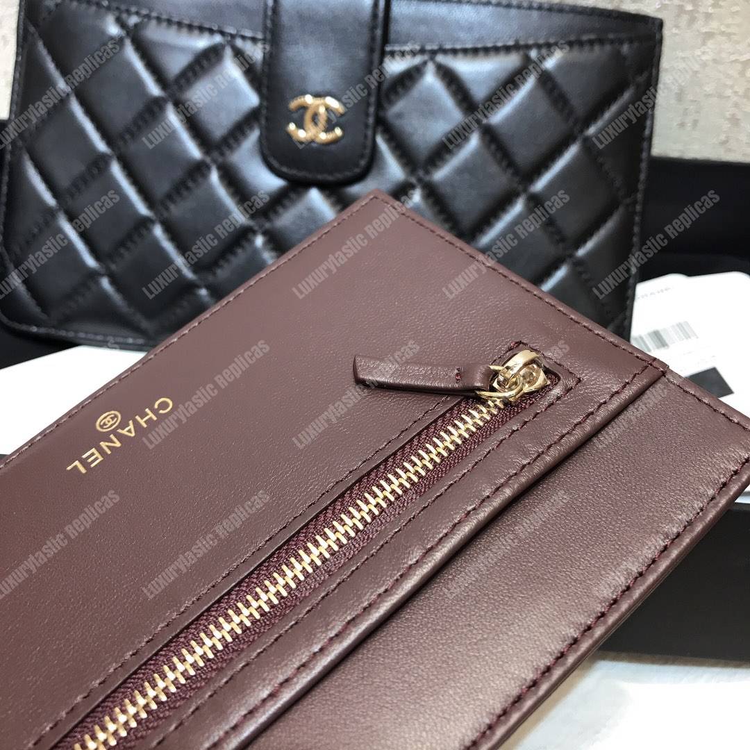 Ch*el classic pouch lambskin leather black