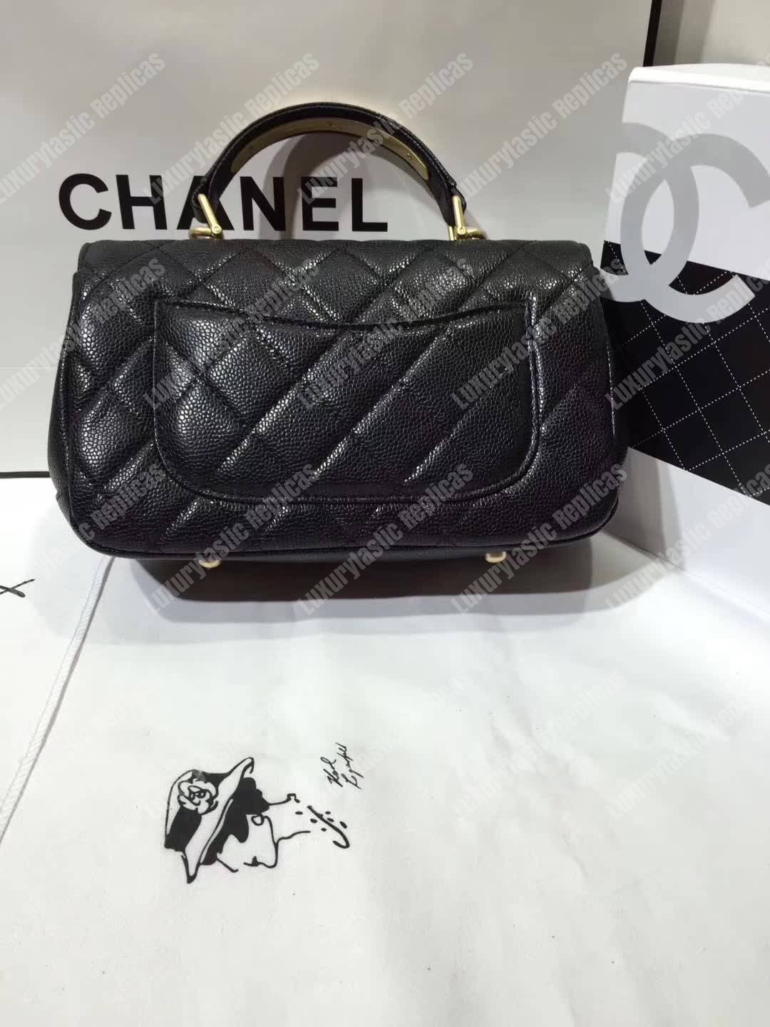 Ch*el small flap bag with top handle black