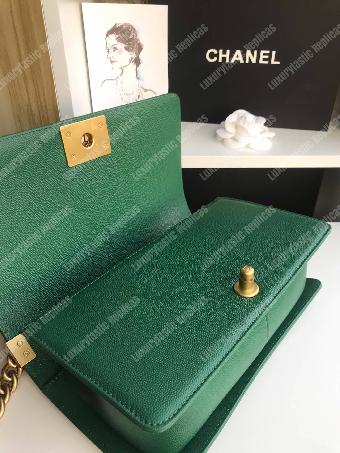 Ch*el boy medium handbag green