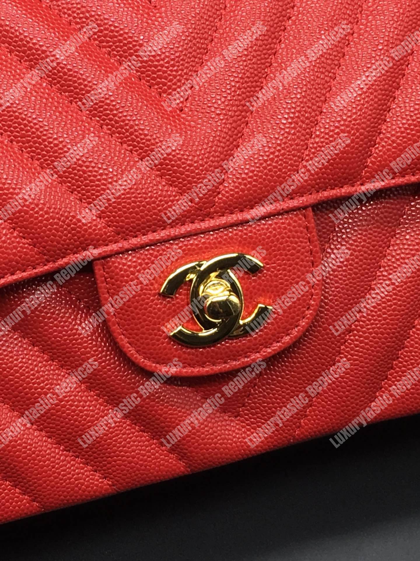 Ch*el classic medium handbag red