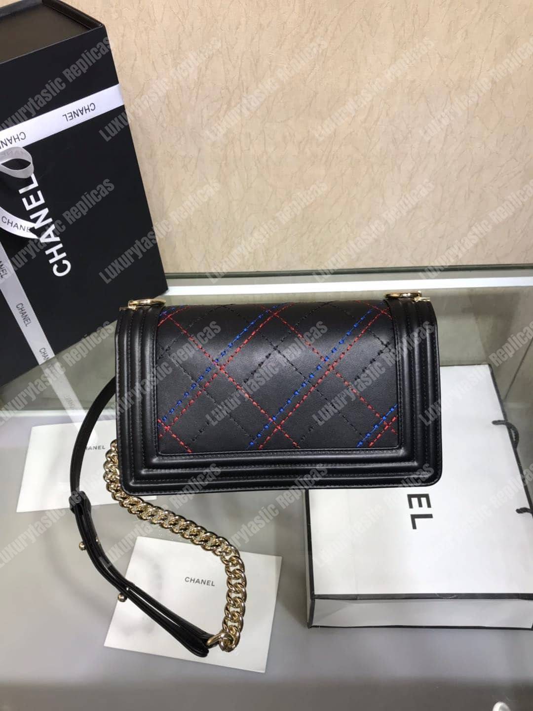 Ch*el medium boy handbag black