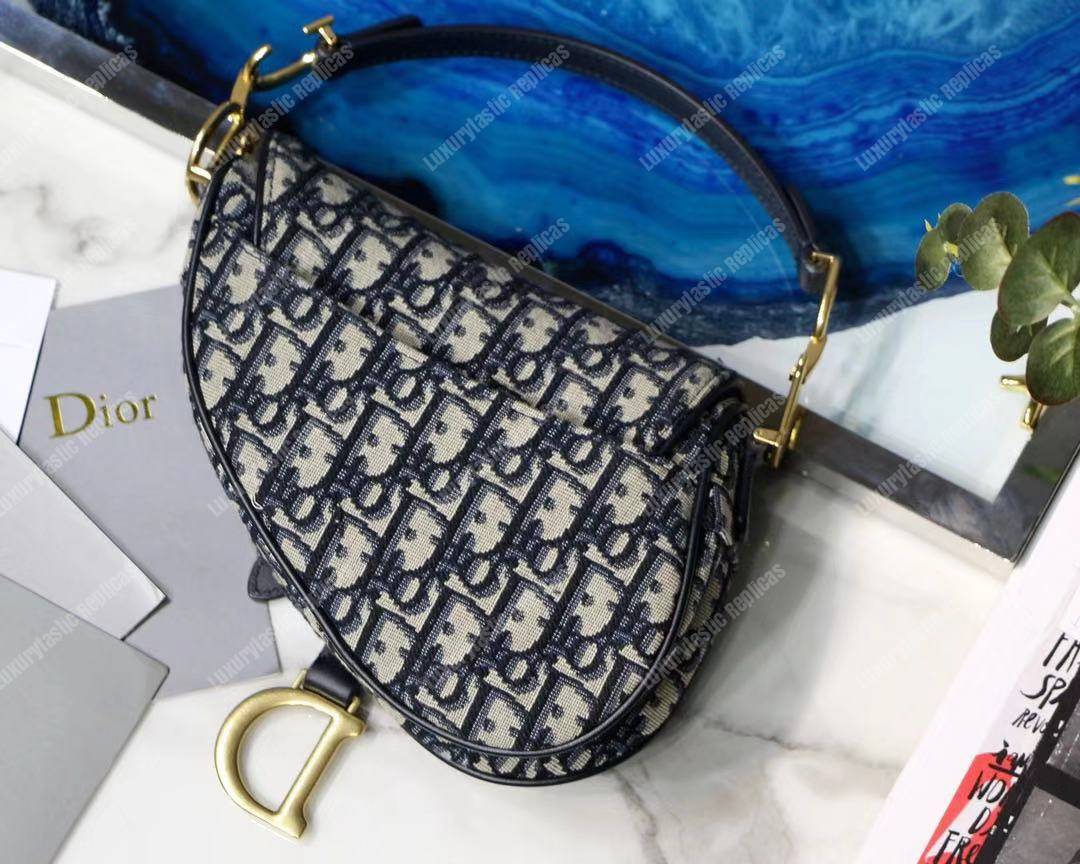 mini D*or blue oblique saddle bag