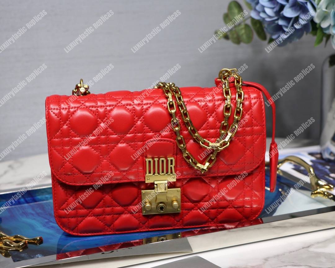 D*or lambskin D*oraddict flap bag red